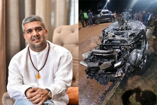 The wreckage of the car